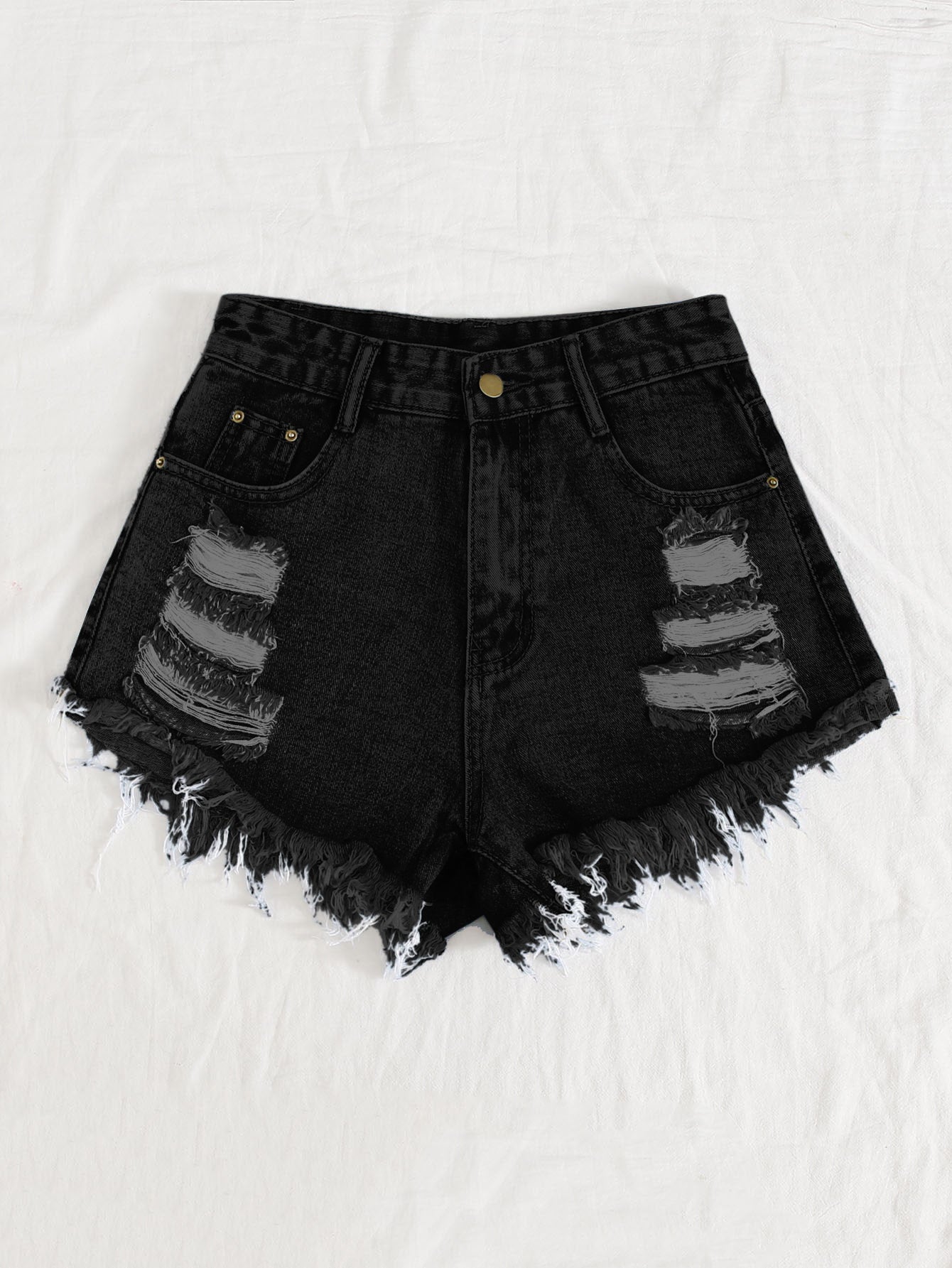 BEBO RAW HEM RIPPED DENIM SHORTS