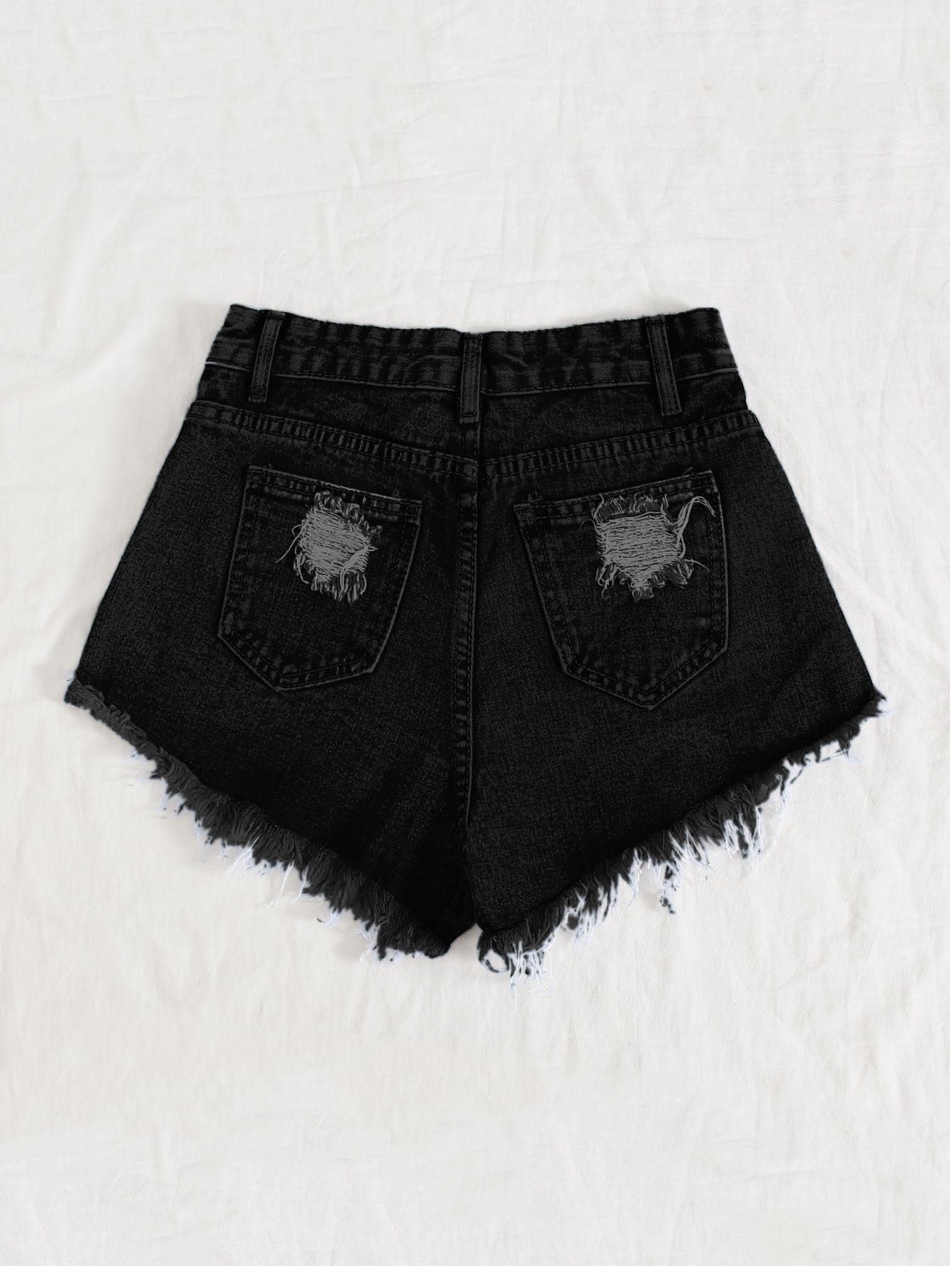 BEBO RAW HEM RIPPED DENIM SHORTS