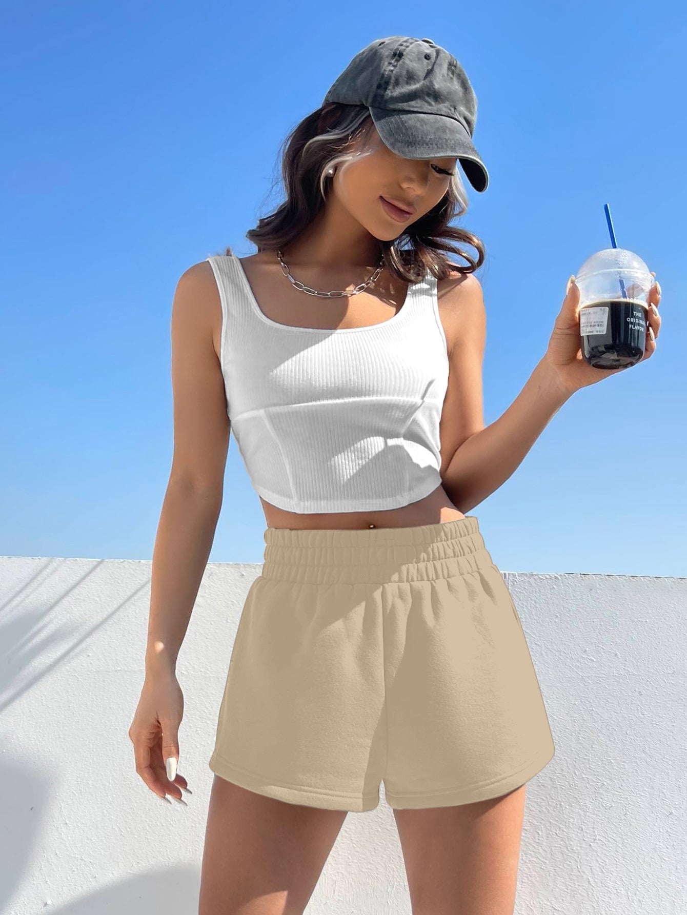 SIMONE LETTER PATCHED DETAIL TRACK SHORTS