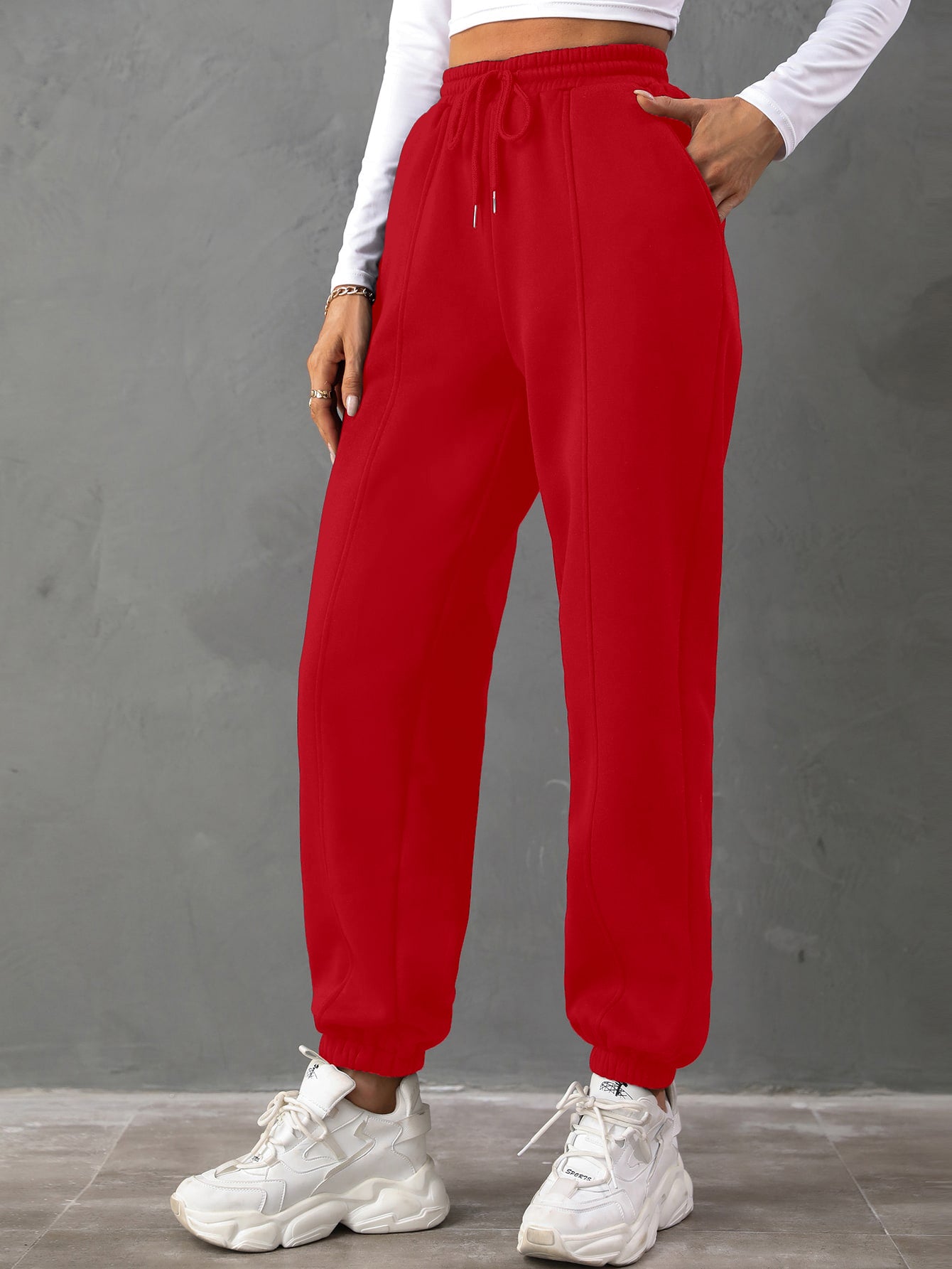 FELIX SOLID DRAWSTRING WAIST SWEATPANTS NORTH RELAXED FIT JOGGER PANTS