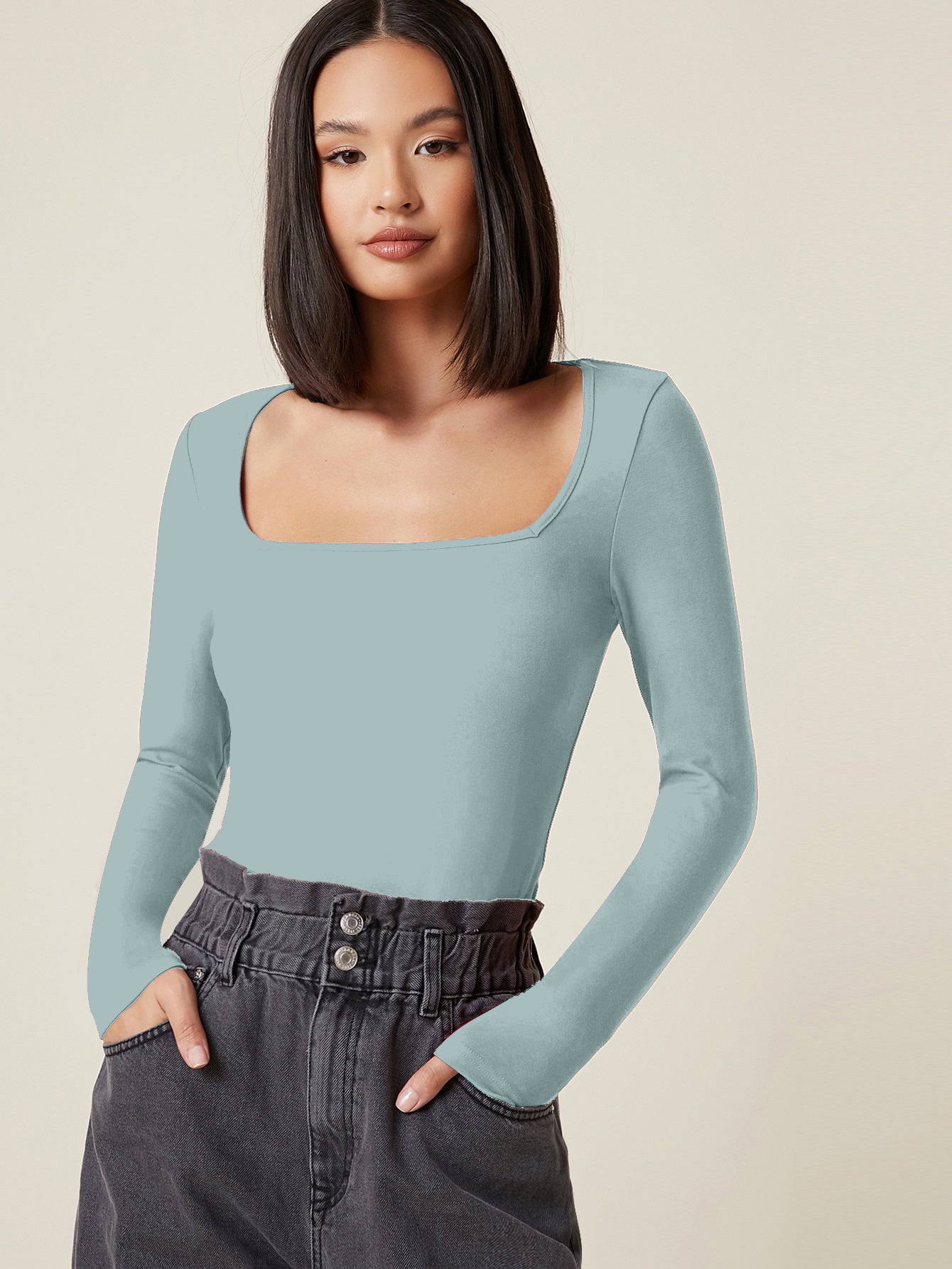 LUNA SQUARE NECK FULL SLEEVE TOP
