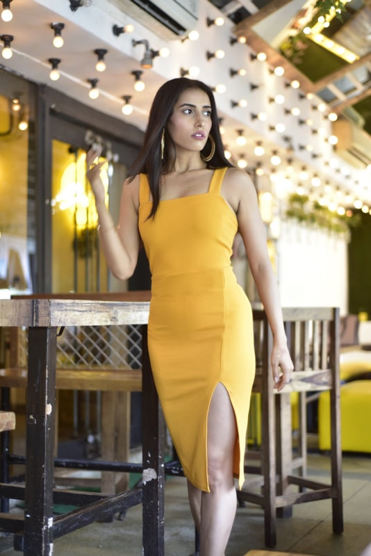 ROME SPLIT THIGH BODYCON DRESS