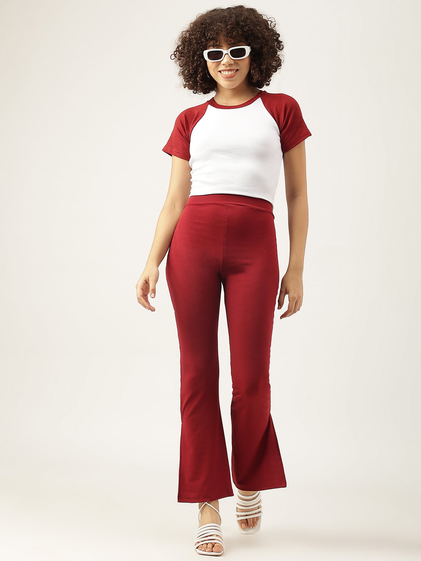 DONA CONTRAST RANGLAN SLEEVE CROP TOP