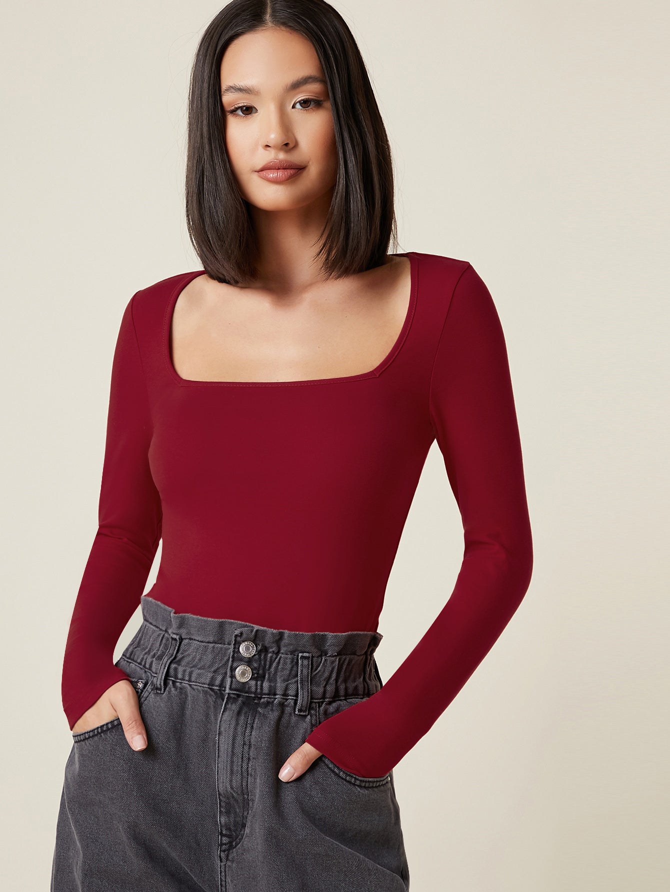 LUNA SQUARE NECK FULL SLEEVE TOP