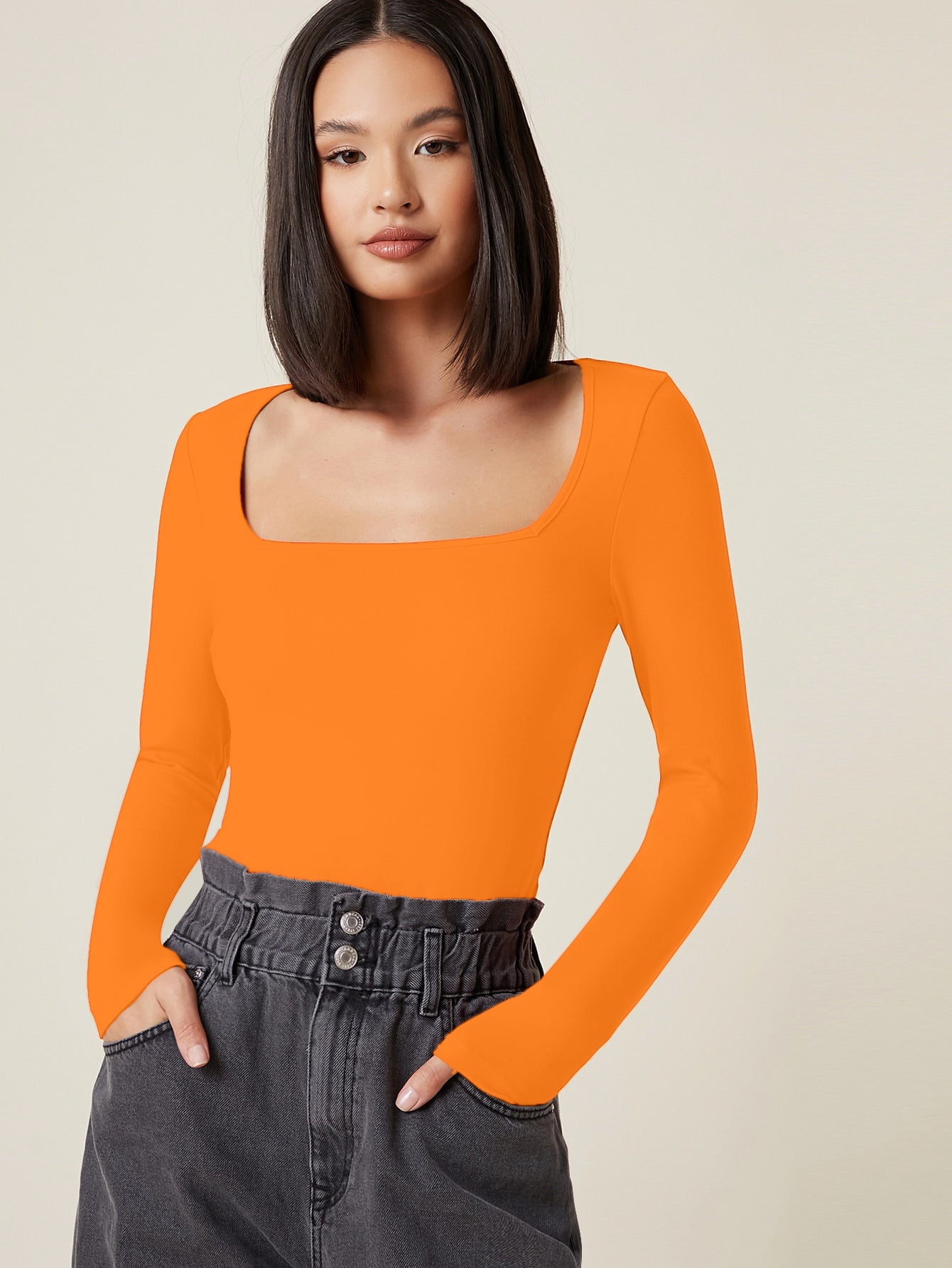 LUNA SQUARE NECK FULL SLEEVE TOP