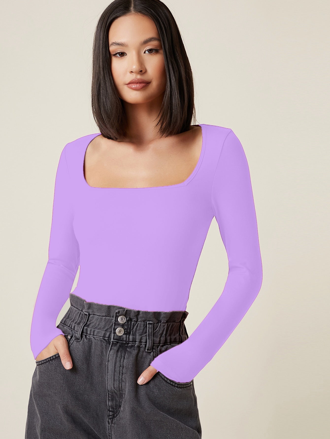 LUNA SQUARE NECK FULL SLEEVE TOP